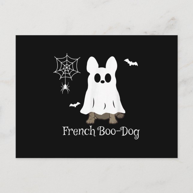 Fransk Bulldog Halloween Fransk Boo-Dog Hund Prese Helg Vykort (Framsida)