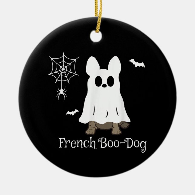 Fransk Bulldog Halloween Fransk Boo-Hund Hund Gift Julgransprydnad Keramik (Framsidan)