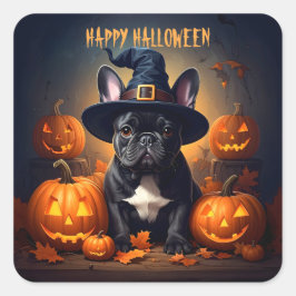 Fransk Bulldog Halloween Fyrkantigt Klistermärke