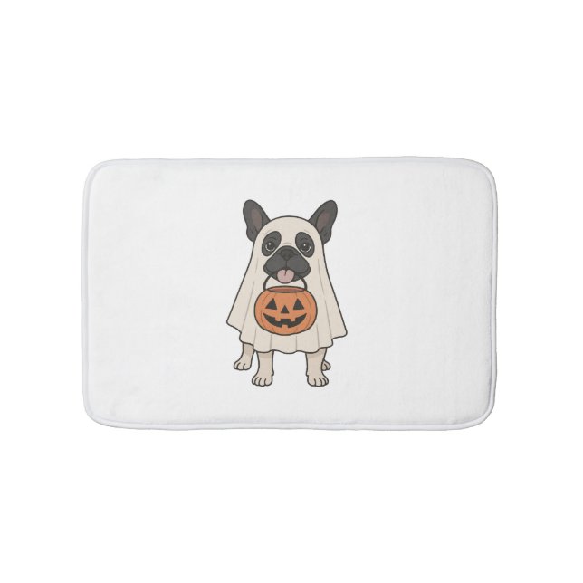 Fransk Bulldog Halloween Hund Ghost Badrumsmatta (Framsidan)