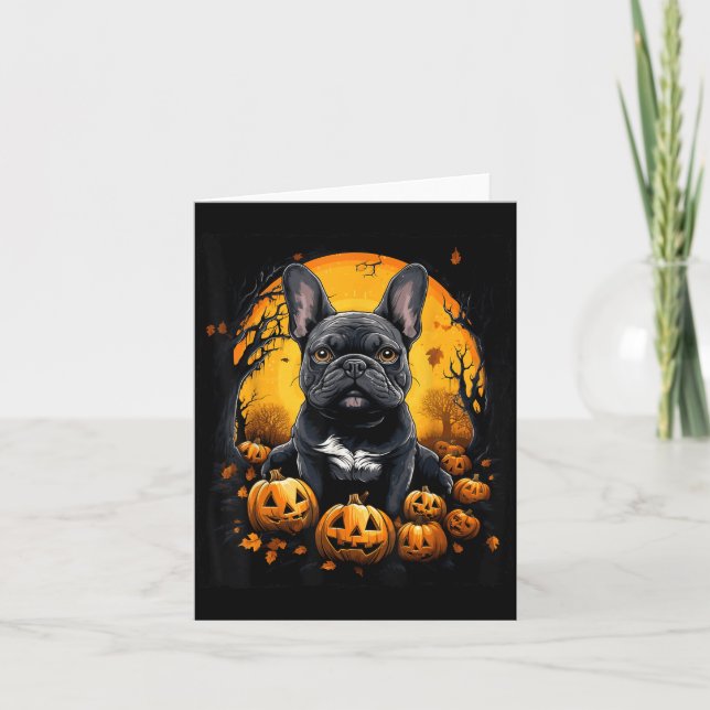 Fransk Bulldog Halloween Kort (Framsida)