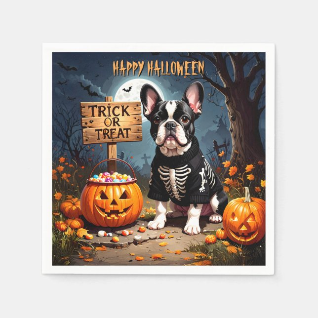 Fransk Bulldog Halloween Pappersservett (Framsidan)
