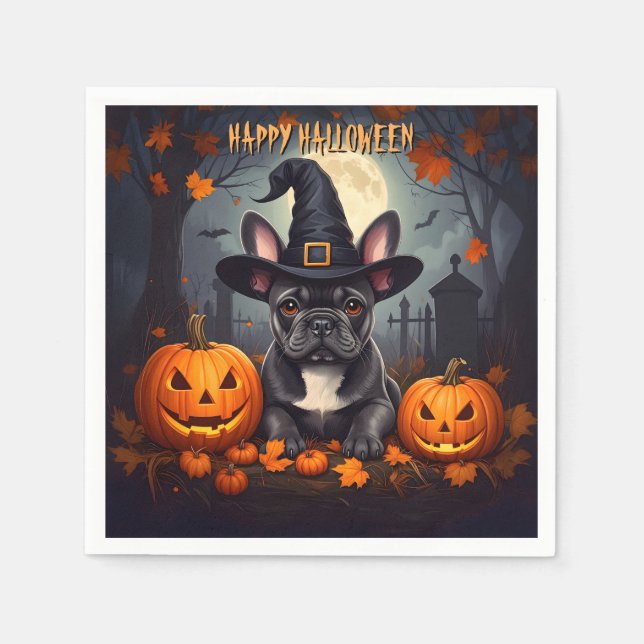 Fransk Bulldog Halloween Pappersservett (Framsidan)