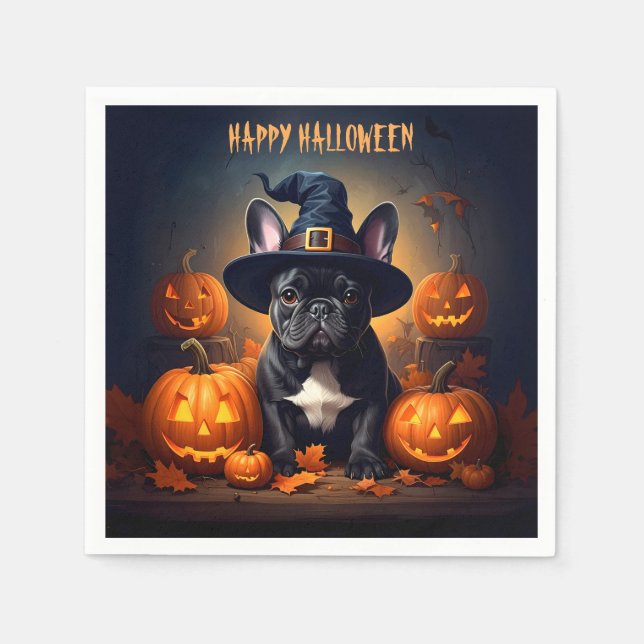Fransk Bulldog Halloween Pappersservett (Framsidan)