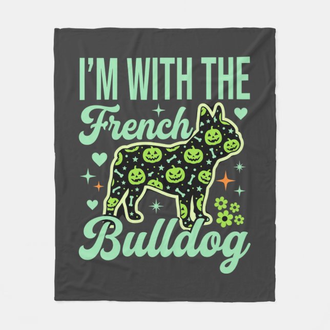 Fransk Bulldog Halloween Pumpamuster Design Fleecefilt (Framsidan)