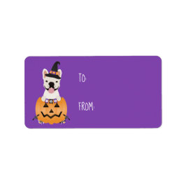 Fransk Bulldog Halloween Pumpkin Adressetikett