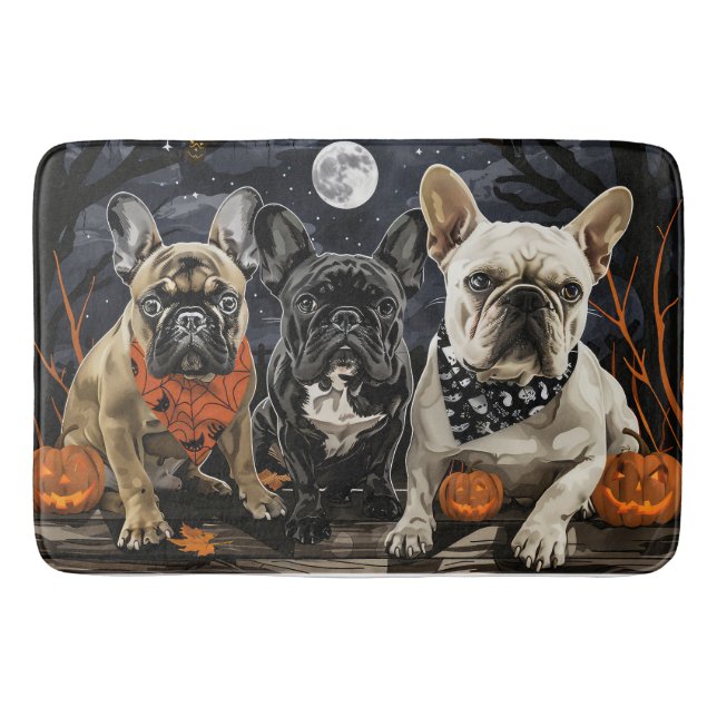 Fransk Bulldog Halloween Spooky Badrumsmatta (Framsidan)