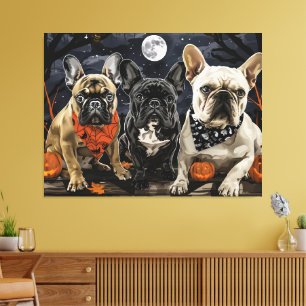 Fransk Bulldog Halloween Spooky Canvastryck