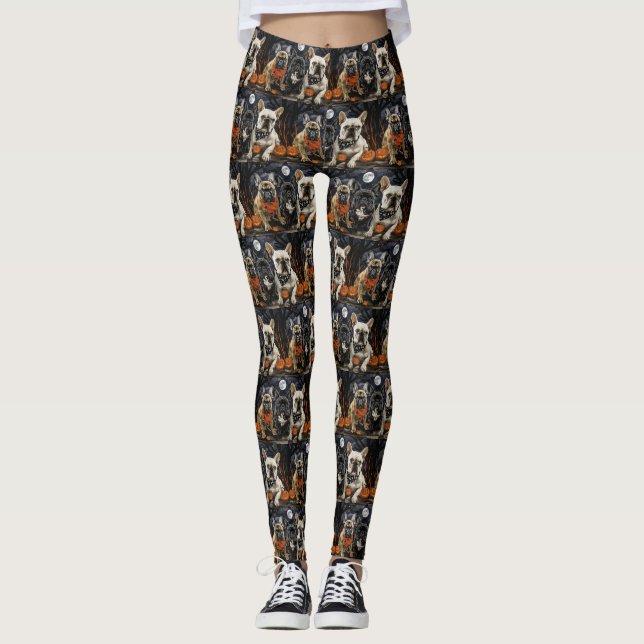 Fransk Bulldog Halloween Spooky Leggings (Framsida)