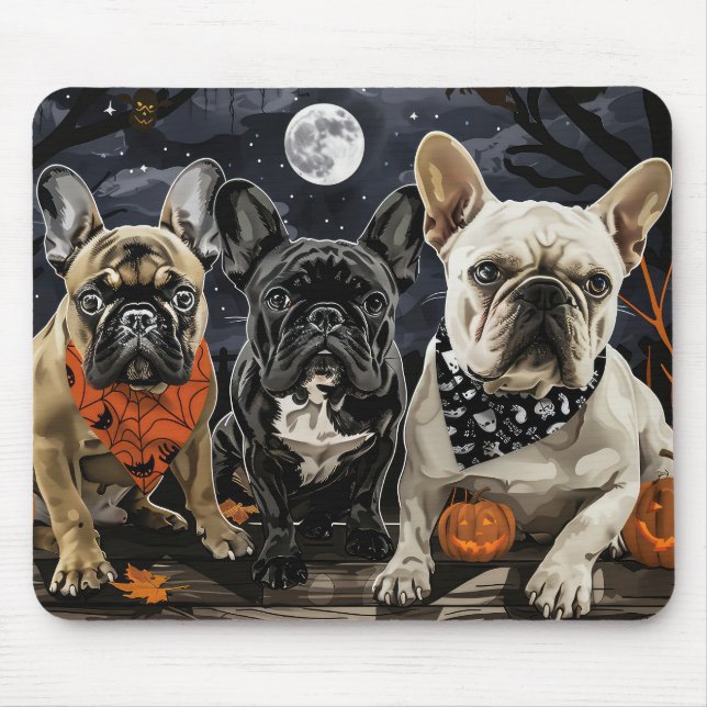Fransk Bulldog Halloween Spooky Musmatta (Framsidan)