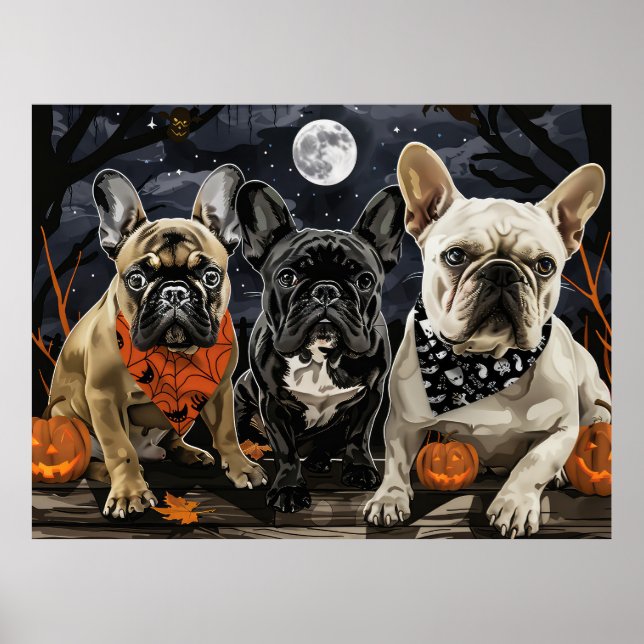 Fransk Bulldog Halloween Spooky Poster (Framsidan)