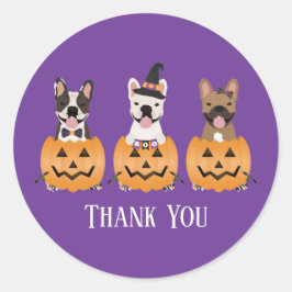 Fransk Bulldog Halloween Tack Runt Klistermärke
