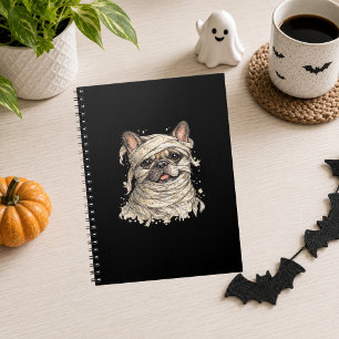 Fransk Bulldog Halloween Tjej Söt Mumia Anteckningsbok