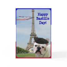 Fransk Bulldog-hälsningskort för lycklig Bastitill