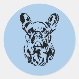 Fransk Bulldog Hand plockade Digital Shadow Art Runt Klistermärke