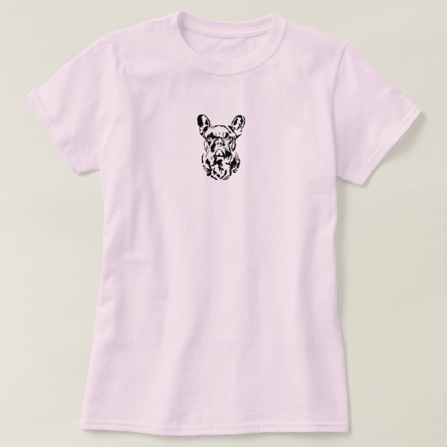 Fransk Bulldog Hand plockade Digital Shadow Art T Shirt (Design framsida)