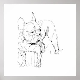 Fransk Bulldog – Handritad Hundillustration Poster