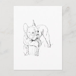 Fransk Bulldog – Handritad Hundillustration Vykort