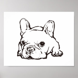 Fransk Bulldog Handskriftlig Illustration Poster