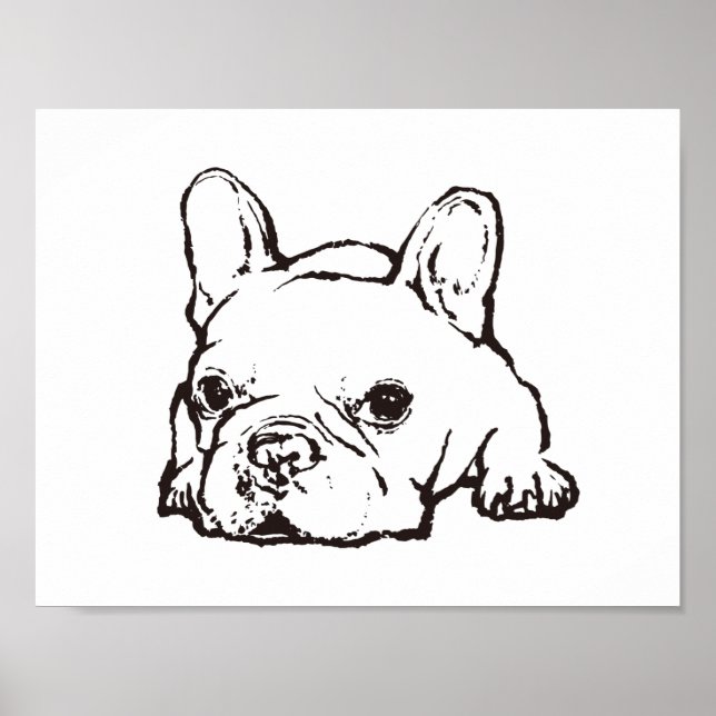 Fransk Bulldog Handskriftlig Illustration Poster (Framsidan)