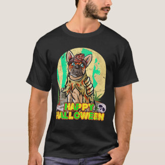 Fransk Bulldog Happy halloween Costume Zombie T Sh Shirt