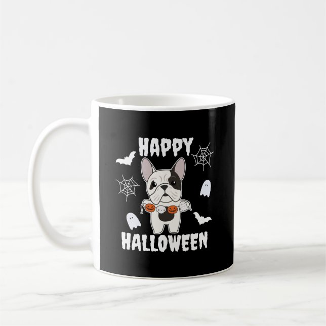 Fransk Bulldog Happy halloween Hund Costume Kaffemugg (Vänster)