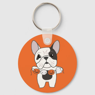 Fransk Bulldog Happy halloween Hund Costume Keycha Nyckelring