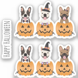 Fransk Bulldog Happy halloween Klistermärken