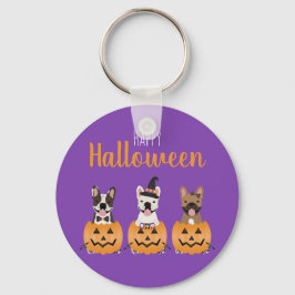 Fransk Bulldog Happy halloween Nyckelring