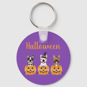 Fransk Bulldog Happy halloween Nyckelring