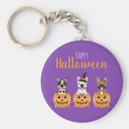 Fransk Bulldog Happy halloween Nyckelring
