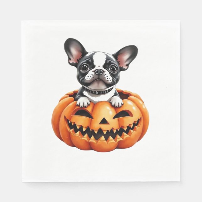 Fransk Bulldog Happy halloween pumpkin Classic T-S Pappersservett (Framsidan)