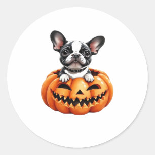 Fransk Bulldog Happy halloween pumpkin Classic T-S Runt Klistermärke