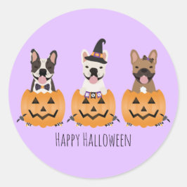 Fransk Bulldog Happy halloween Runt Klistermärke