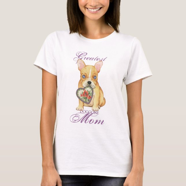 Fransk Bulldog Heart Mamma T Shirt (Framsida)