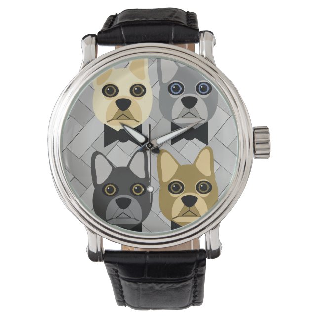 Fransk Bulldog Herringbone Watch Armbandsur (Framsida)