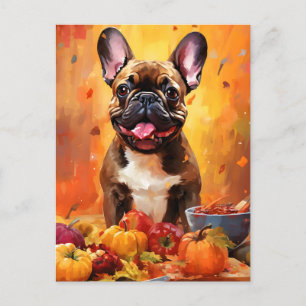 Fransk Bulldog Höst Thanksgiving Vykort