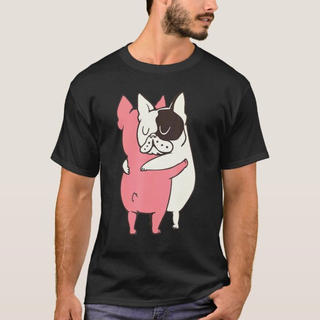 Fransk Bulldog Hugs T Shirt (Framsida)