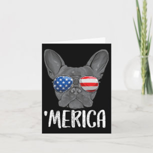Fransk Bulldog Hund 4 juli Amerikanska Flagga 1 Kort
