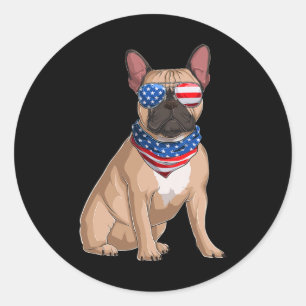 Fransk Bulldog Hund 4 juli Amerikanska Flagga Runt Klistermärke