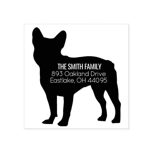 Fransk Bulldog Hund Adress Frimärke Stämpel (Tryck)