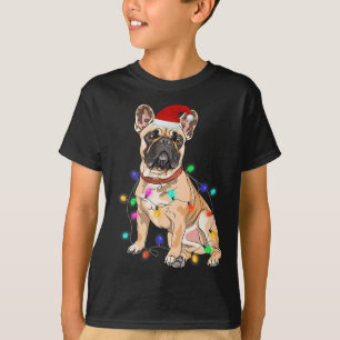 Fransk Bulldog Hund älskare Julgran Ljus T Shirt