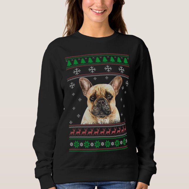 Fransk Bulldog Hund älskare Ugly jul Sweater T Shirt (Framsida)