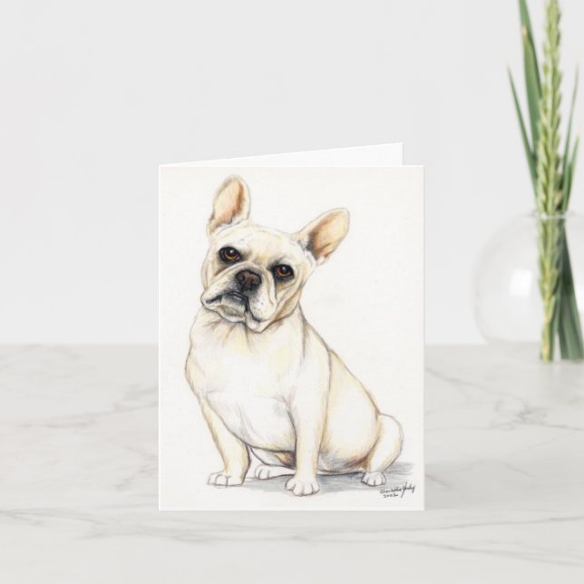 Fransk Bulldog Hund Art Note Card Kort (Framsida)