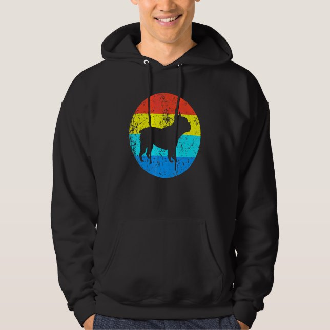 Fransk Bulldog Hund aveln Silhouette Retro 1970-ta Hoodie (Framsida)