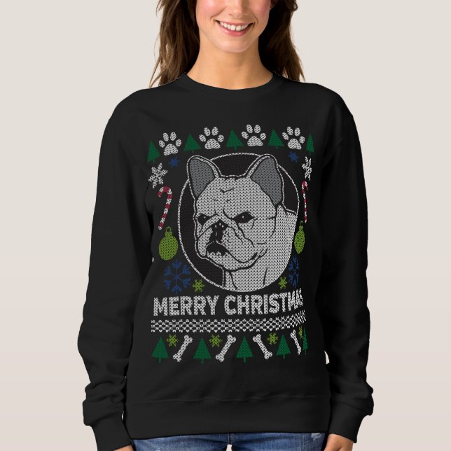Fransk Bulldog Hund aveln Ugly jul Sweater Tee (Framsida)