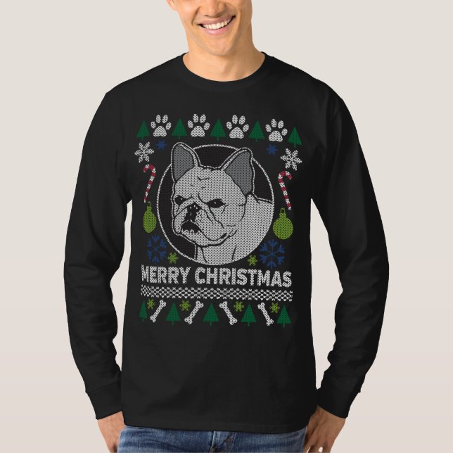 Fransk Bulldog Hund aveln Ugly jul Sweater Tee (Framsida)