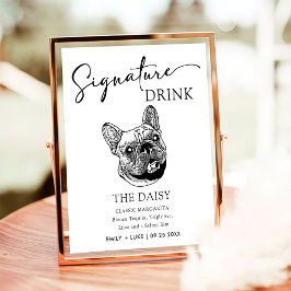 Fransk Bulldog Hund Bröllop Namnteckning Drink-tec Poster