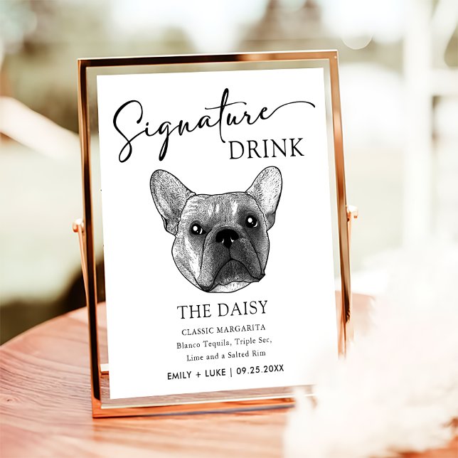 Fransk Bulldog Hund Bröllop Namnteckning Drink-tec Poster (Skapare uppladdad)