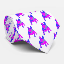 Fransk Bulldog Hund Cute Rosa Blue Silhouette Whit Slips